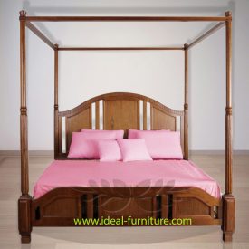 Indonesia Indoor Teak Furniture Plantation Canopy Bed (IFBD-012)