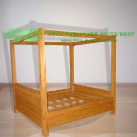 Indonesia Indoor Teak Furniture Simple Canopy Bed (IFBD-011)